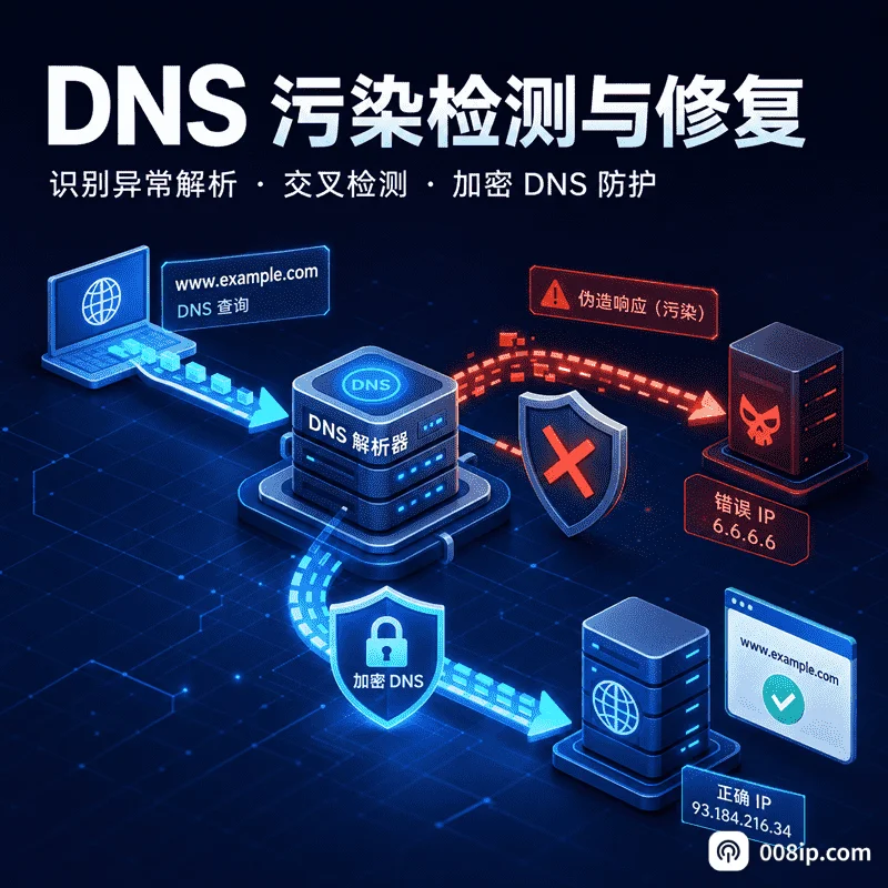DNS污染是什么?检测方法与修复完整指南(2026)
