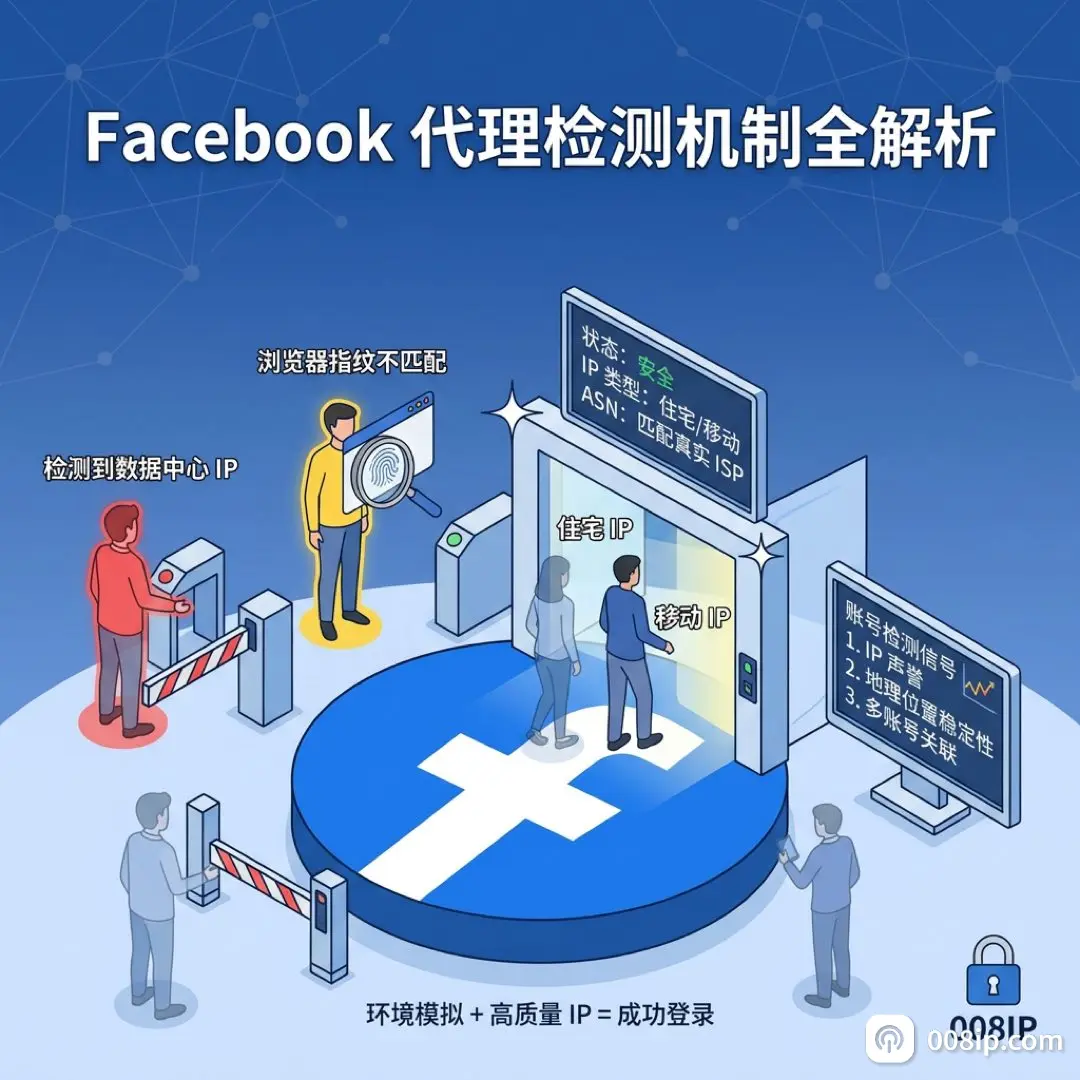 Facebook广告账户代理检测 - 008ip.com 封面图