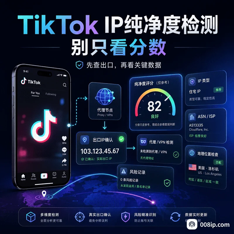 TikTok IP纯净度怎么检测?别只看分数,先看这4类数据