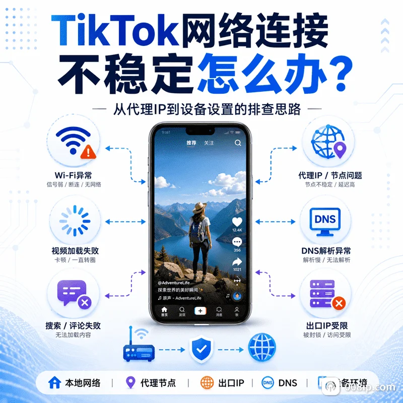 TikTok网络连接不稳定怎么办?无网络、视频转圈、登录与上传异常排查